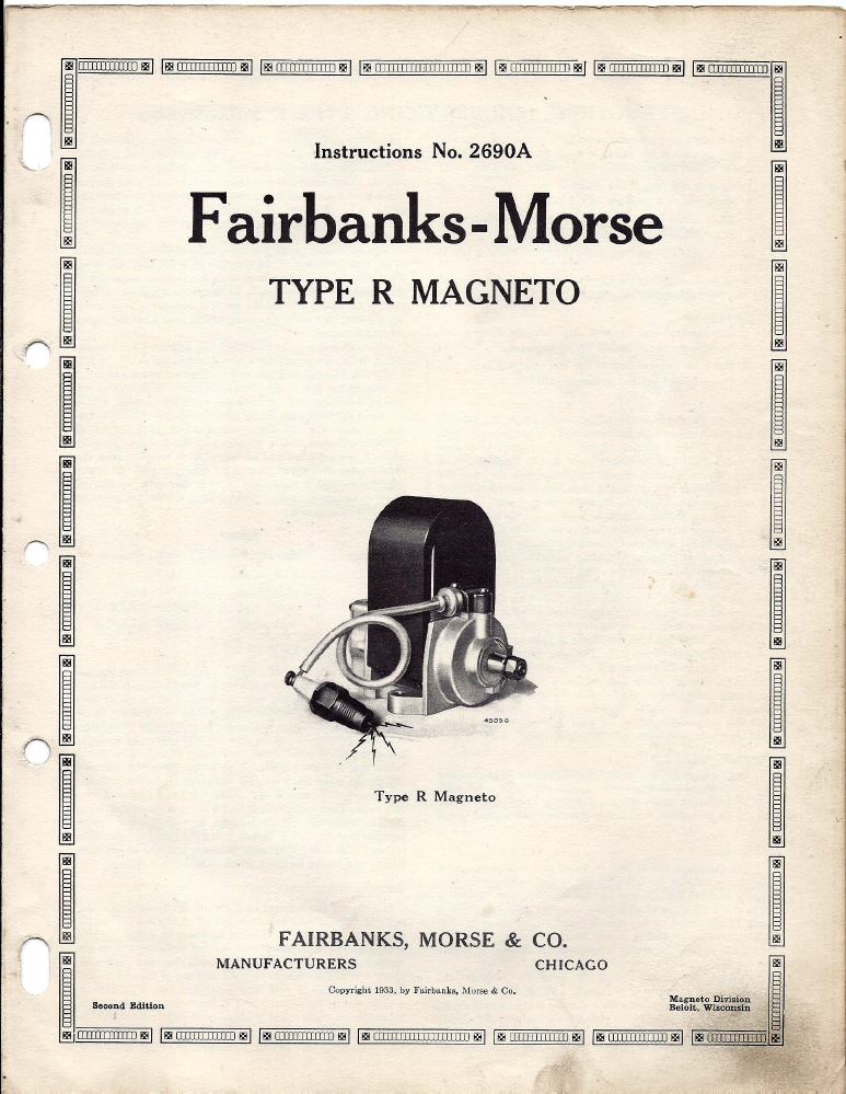 Fairbanks Morse Magneto Instruction & Parts Manual for FM-J4A & FM-J4B Mags 419 