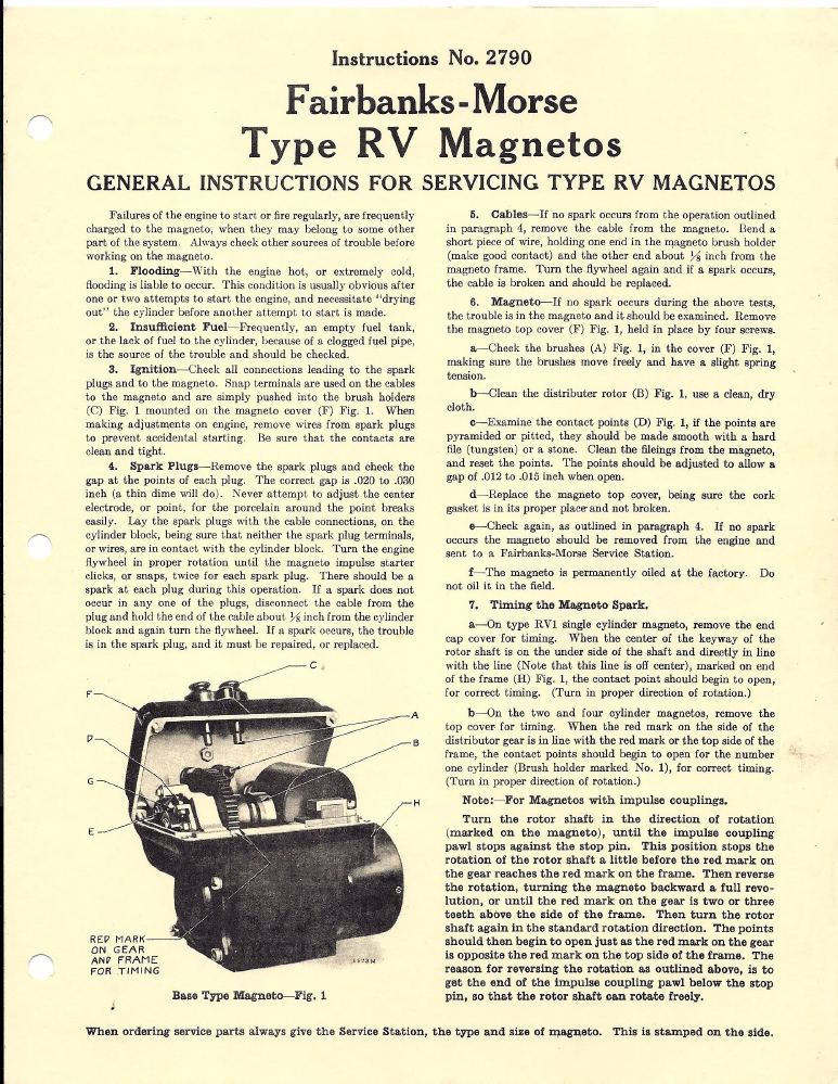Fairbanks Morse RV 1 Magneto Farmall Condenser Spark Gas Engine Motor 