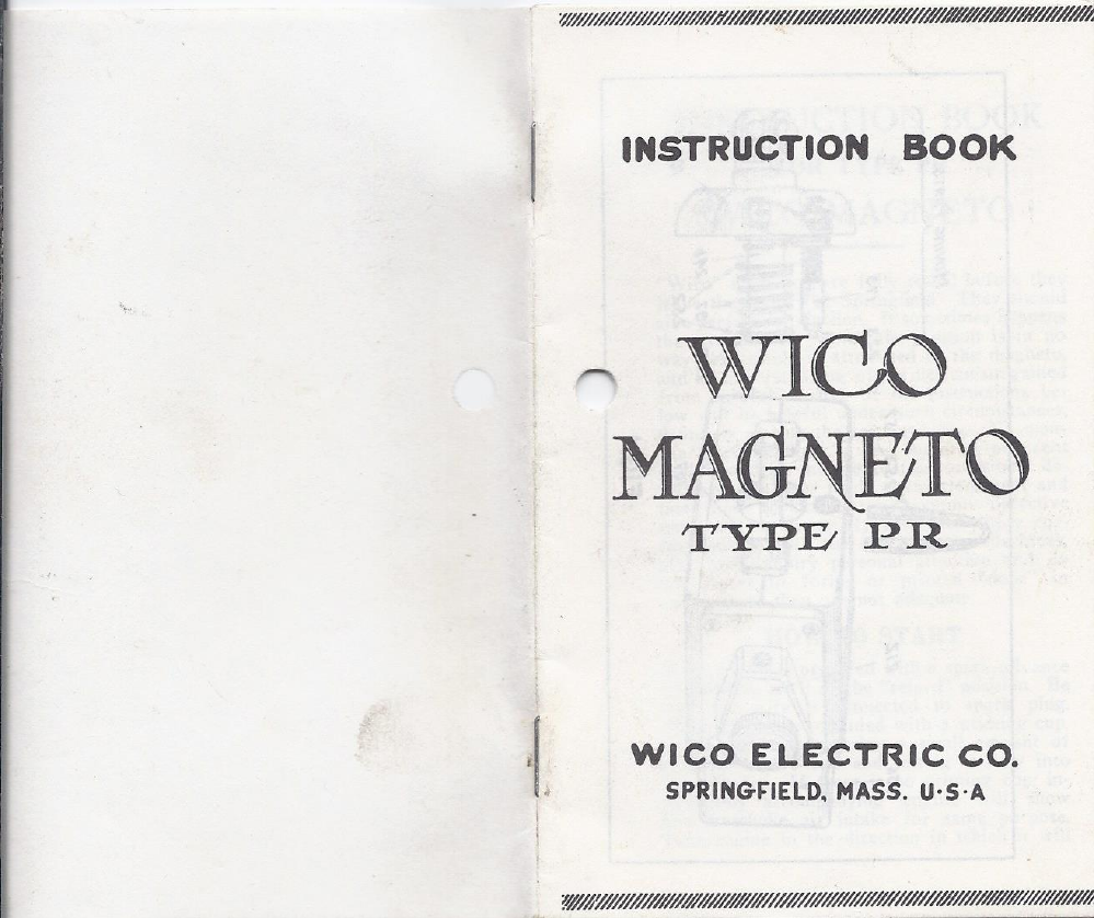 Wico Type PR Magneto Instruction Book 